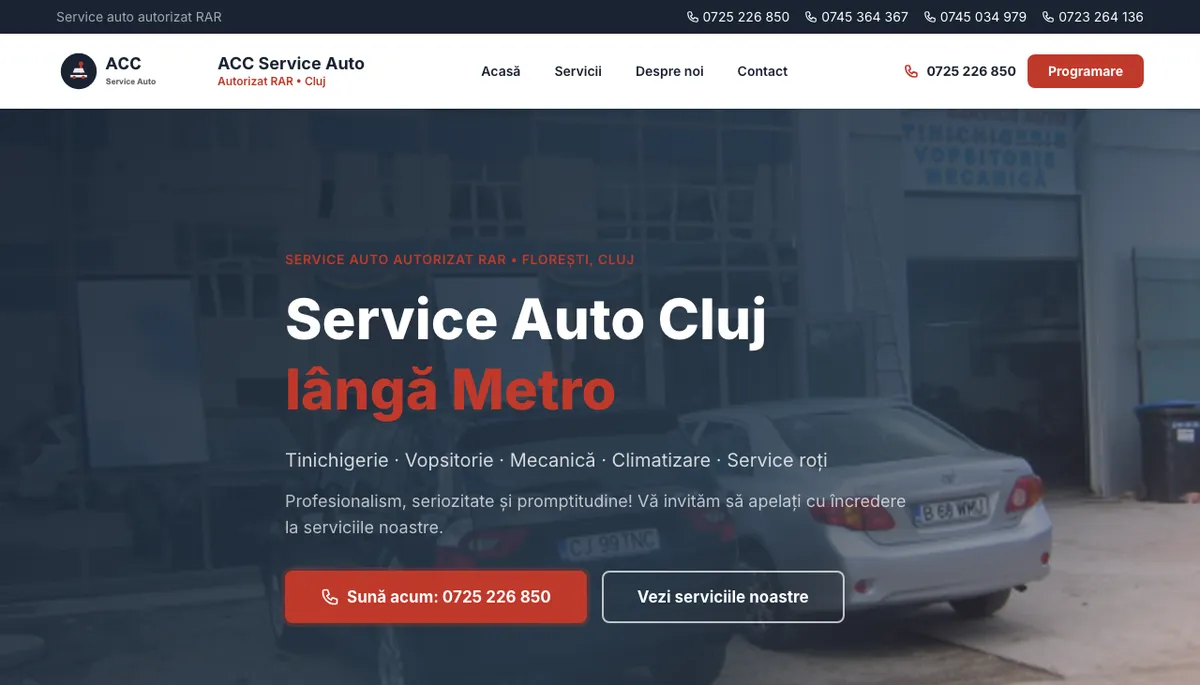 Captura din site-ul ACC Service Auto, realizat de Sytek