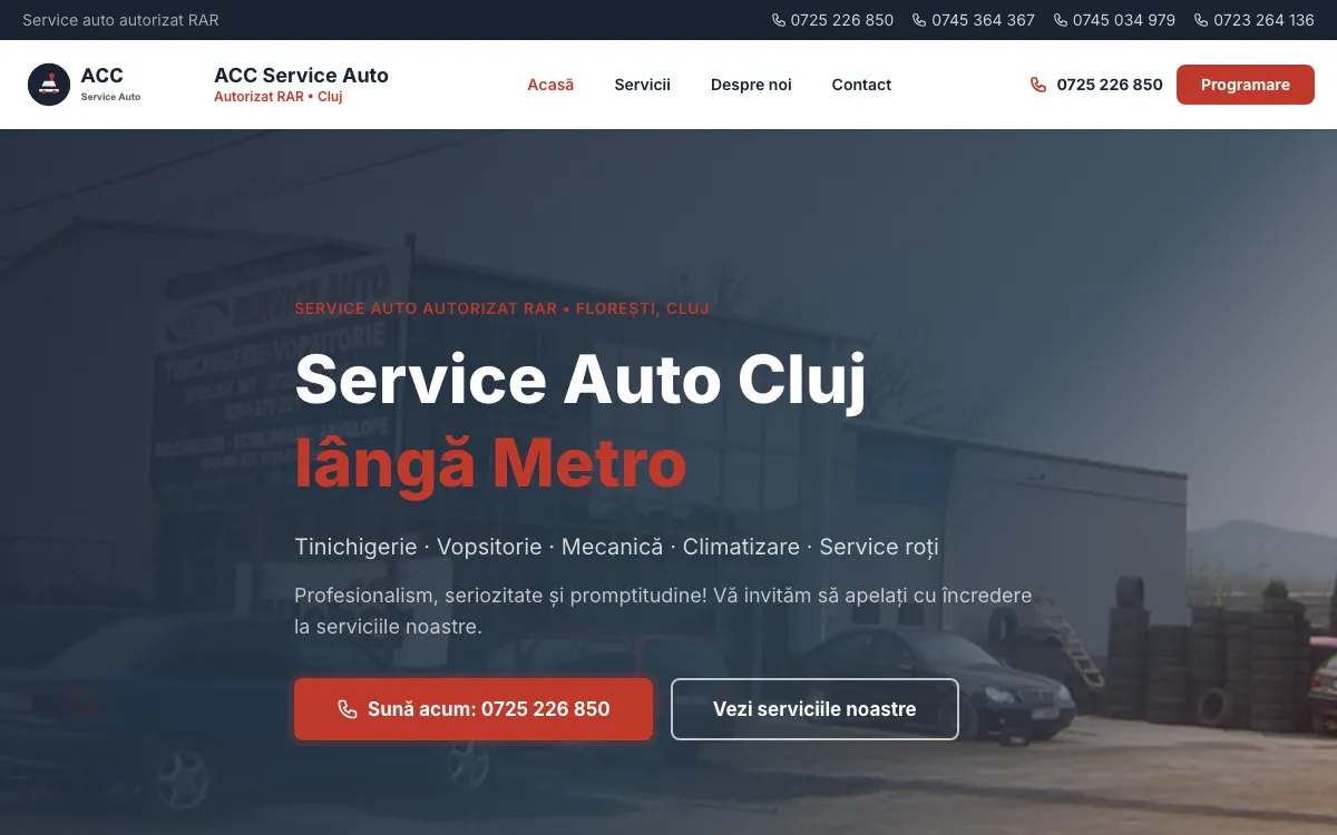 Captura din site-ul ACC Service Auto, realizat de Sytek